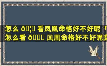 怎么 🦆 看凤凰命格好不好呢「怎么看 🐅 凤凰命格好不好呢女生」